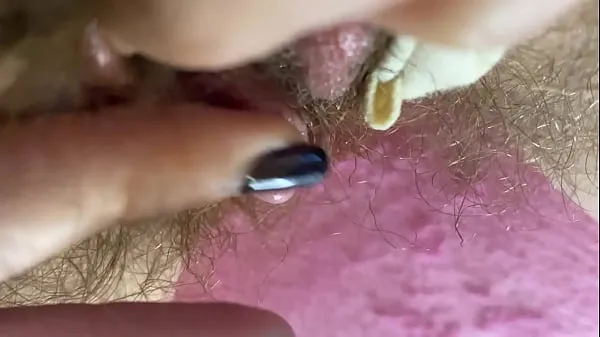 Fresh Closeup hairy cunt cums hard with erected clitoris new Movies