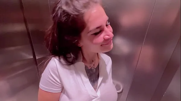 Fresh Beautiful girl Instagram blogger sucks in the elevator of the store and gets a facial new Movies