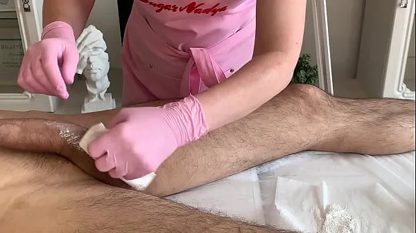 Fresh Close-up of a client's ejaculation during waxing new Movies
