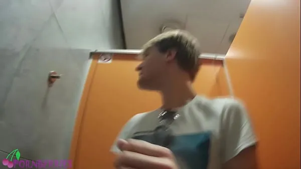 Fresh College friends having gay fun in public toilet new Movies
